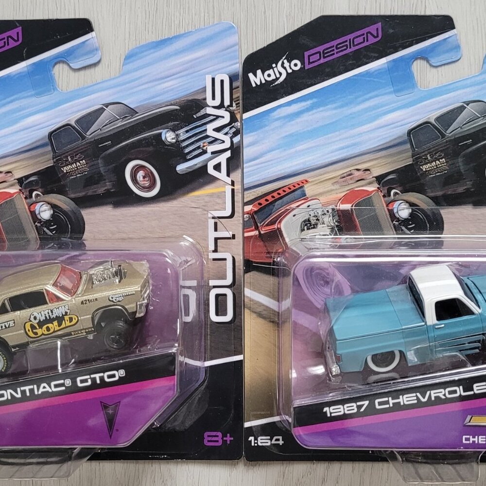 Maisto Design - Outlaws 2021 lot: 1965 Pontiac GTO and 1967 Chevrolet 1500 1:64